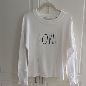 RAE DUNN "LOVE" Crew Neck Long Sleeve Sweater